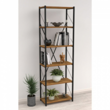 Libreria Alvin con 6 ripiani rovere scuro struttura metallo