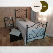 Letto singolo Papavero ferro battuto avorio oro