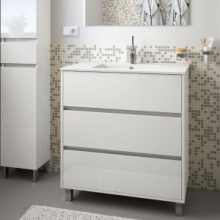 Mobile bagno Colore Bianco Laccato lucido con lavabo 3 cassetti 81x45x86h
