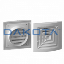 Griglia Appoggio con Serranda in ABS con imbocco Ã¸ 100 - 1 pz. Misure   Ã¸ 100 - 150 x 150mm  