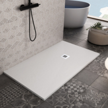 Piatto doccia bianco in marmoresina con griglia inox e Piletta Gratis - SERIE ATHENA Dimensioni 80x90 cm 