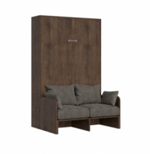 Letto 140 Sofà Kentaro Verticale A Scomparsa Noce/Bianco Frassino