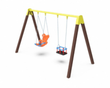 Altalena Doppia Per Bambini F3  - Ancoraggio A Terreno o A Pavimento - In Plastica Riciclata