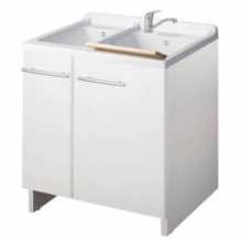Mobile Lavanderia Due Ante Con Bivasca Da Interno 60x75x85 cm Colore Bianco