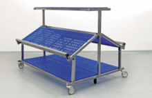 BANCARELLA MOBILE IN  INOX  E   PIANI IN PLASTICA  L=900 mm