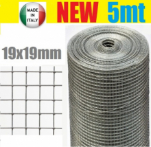 5mt-ROTOLO RETE METALLICA-MINI ZINCATA-MAGLIA:mm19X19 -FILO:mm1,4 - H 50 cm