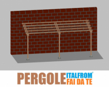 Pergola da Giardino Addossata in Legno di Pino Impregnato - mt 2 X 6 x 2,5h - con Supporti a Tassellare
