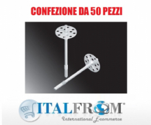 Tassello in Polipropilene Additivato - Diam. 10 mm - Lung. 90 mm per Ancorare Pannelli Isolanti - Confezione da 50 Pz