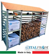 Legnaia Modulare ITALFROM® in Acciaio Zincato Autoportante - con 7 Ripiani Portaoggetti - Modulo  Iniziale - Varie Misure a Scelta