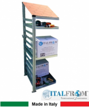 Legnaia Modulare ITALFROM® in Acciaio Zincato con Staffe a Parete - con 3 Ripiani Portaoggetti - Modulo  Continuativo - Varie Misure a Scelta