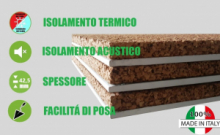 Pannello Accoppiato Cartongesso e Sughero Naturale per Isolamento Termico/Acustico- Spessore 42,5 mm - 120 X 50 cm - Italfrom